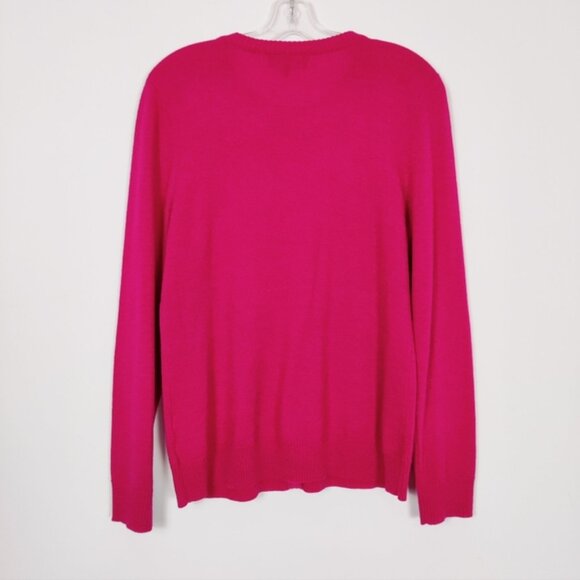 Jones New York Luxe Women's Cardigan Size XL Pink Merino Wool Barbiecore Elegant - Picture 4 of 13
